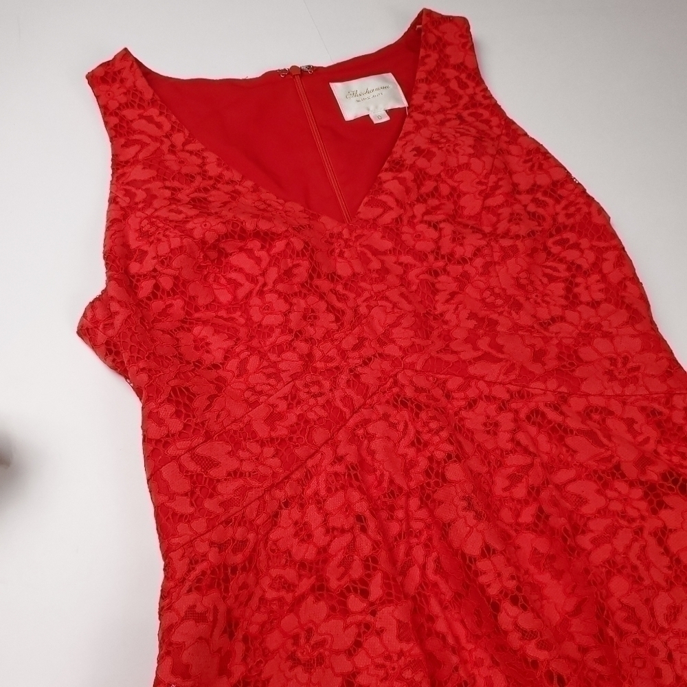 🔴 Shoshanna Anthropologie Red Lace Dress Sz 0 - Picture 7 of 15